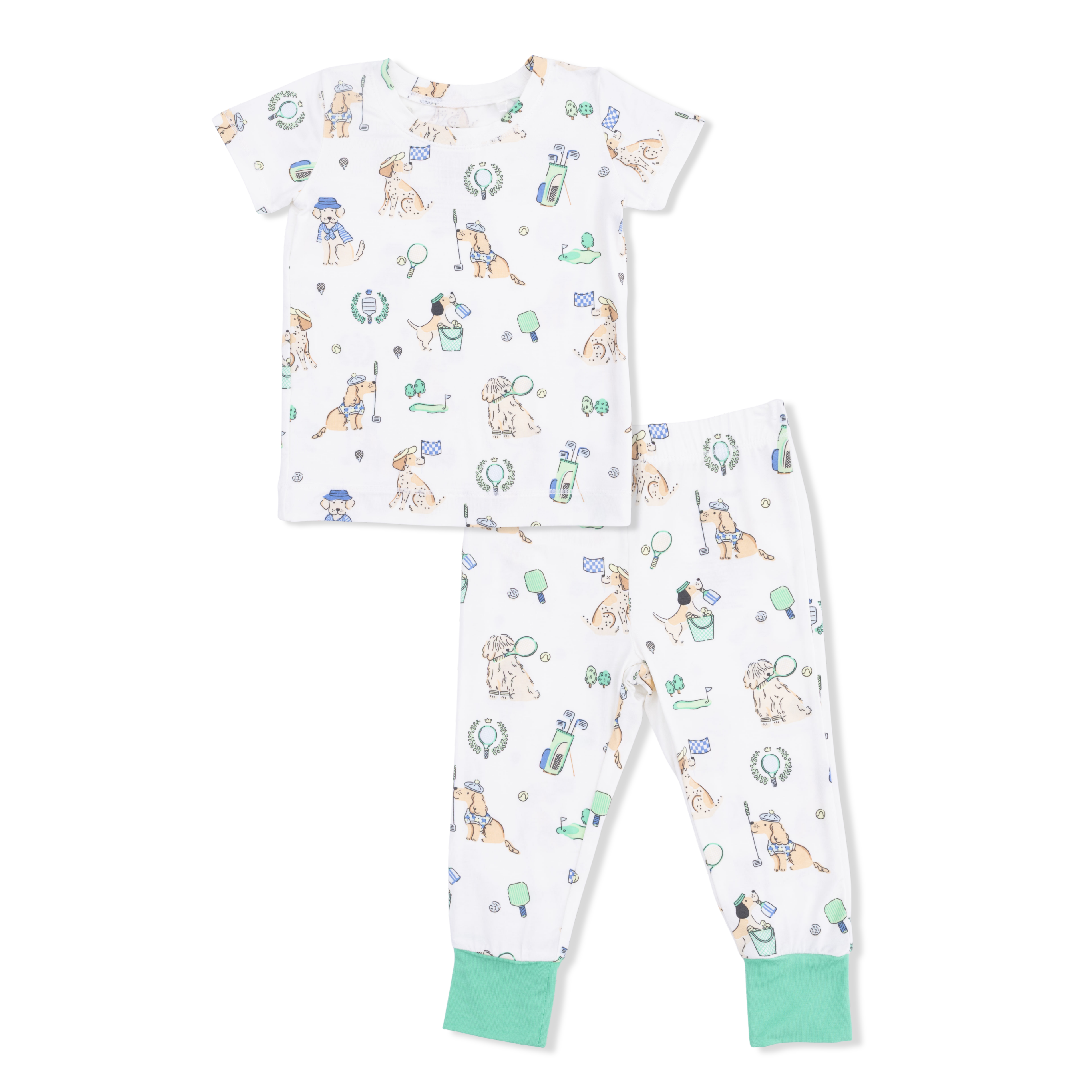 Angel Dear | Country Club Dogs Neutral - Short Sleeve Loungewear Set