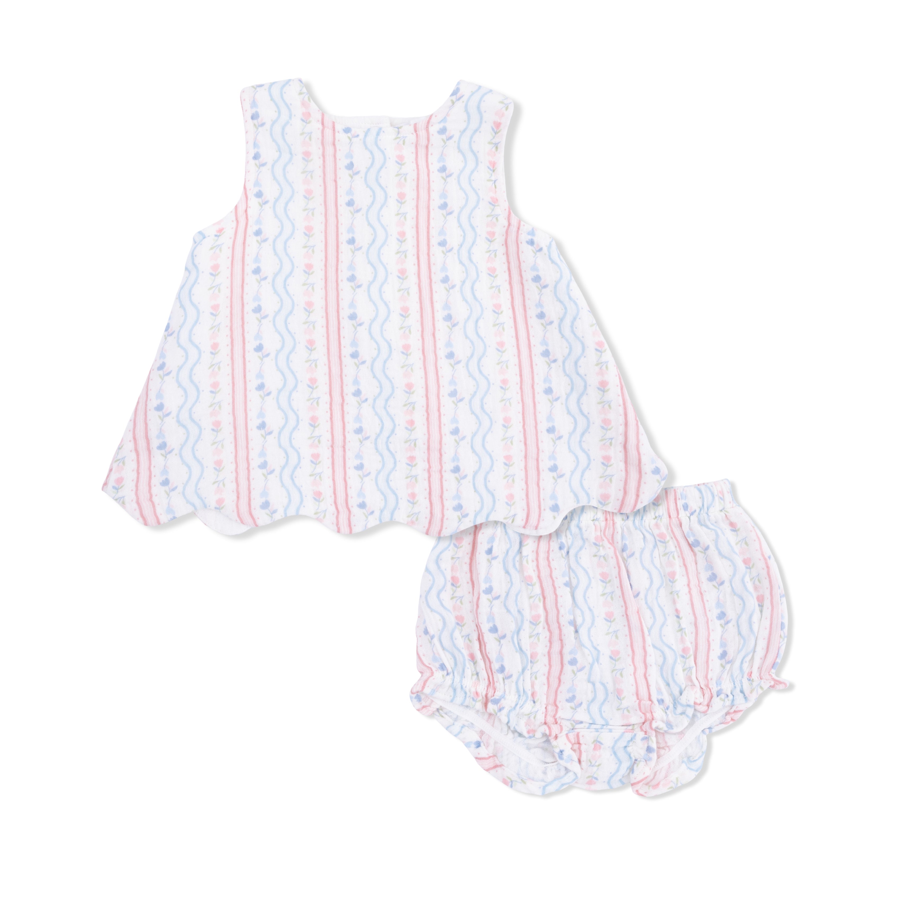 Angel Dear | Tulip Stripe Scallop Back Top with Bloomer
