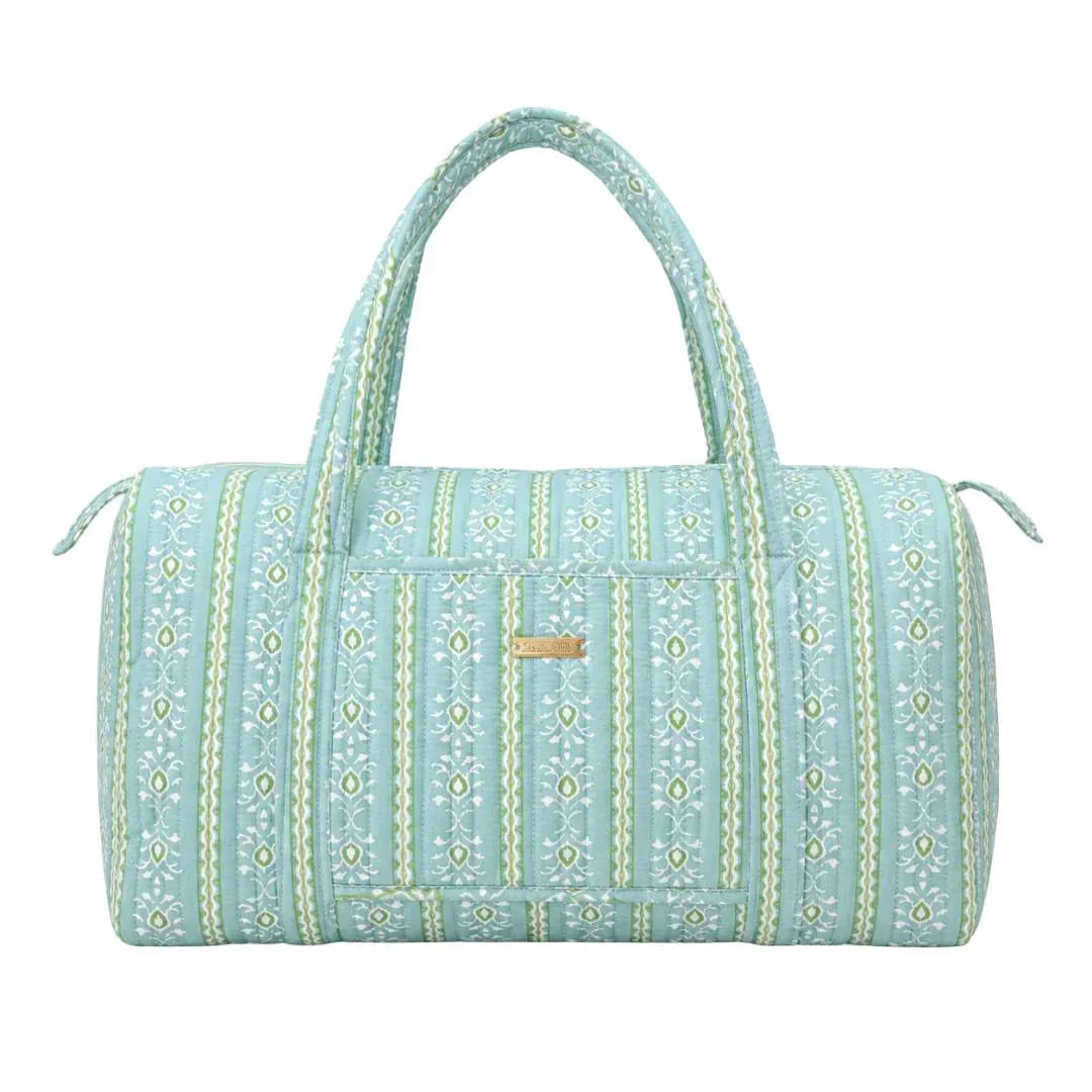 Rosemary Stripe Blue Quilted Signature Duffle Bag