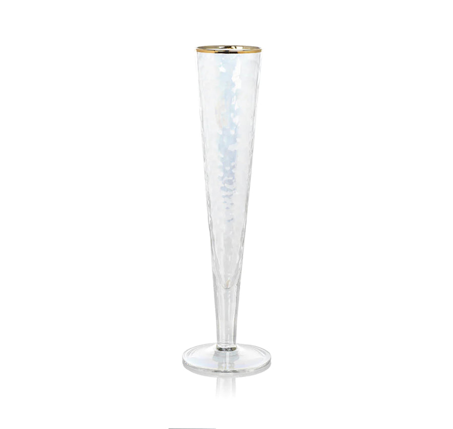 Zodax | Apertivo Slim Champagne Flutes - Luster with Gold Rim