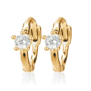CAI | Gold Single Stone Huggie Earrings