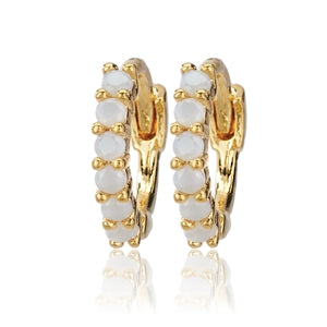 CAI | Gold Opal Half Round Stone Huggie Earrings