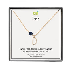 CAI | Gemstone and Initial Necklace - Gold