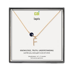 CAI | Gemstone and Initial Necklace - Gold