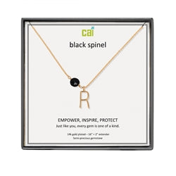 CAI | Gemstone and Initial Necklace - Gold