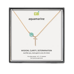 CAI | Gemstone and Initial Necklace - Gold