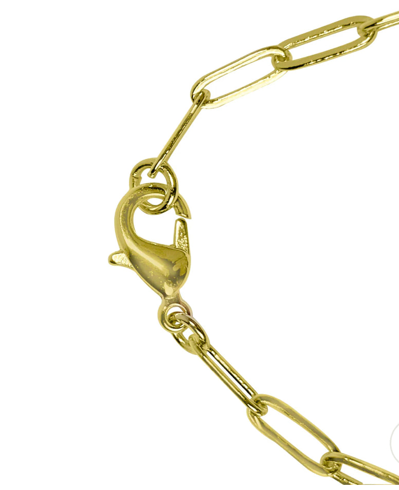 Maya J | Birthstone Charm Necklaces - Paper Clip Chain Gold