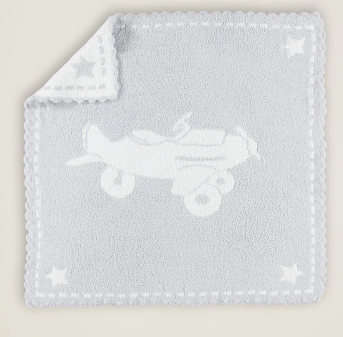 Barefoot Dreams | CozyChic® Scalloped Recieving Blanket - Blue/White