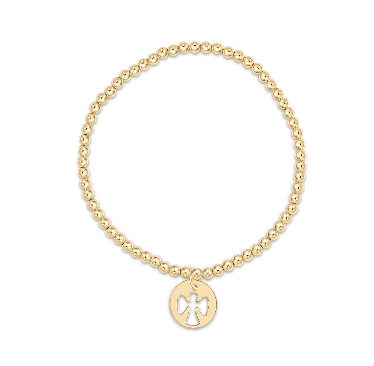 egirl | Classic Gold 3mm Bead Bracelet - Guardian Angel Charm