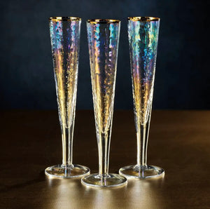 Zodax | Apertivo Slim Champagne Flutes - Luster with Gold Rim