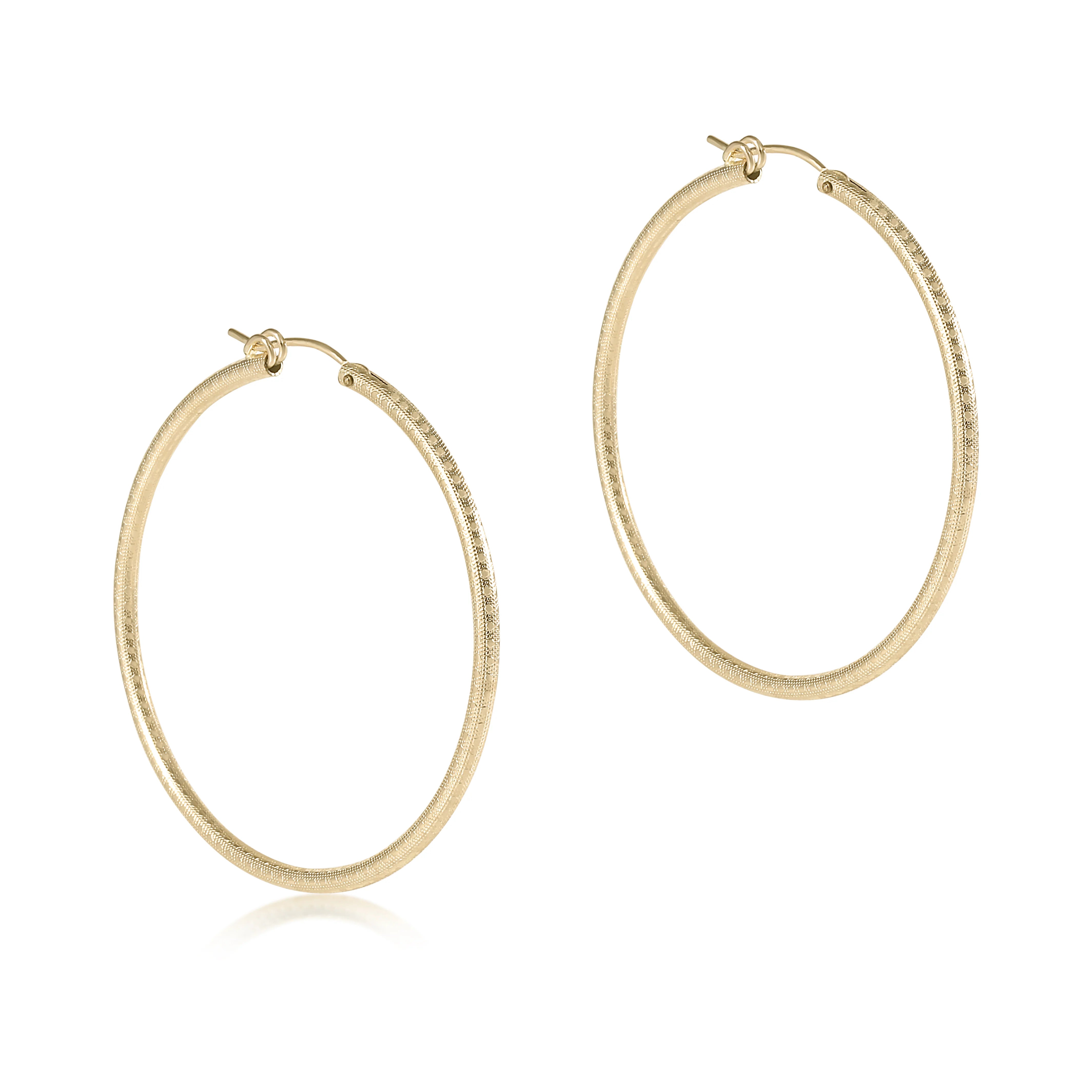 eNewton | 2" Round Gold Hoop Earring - Textured