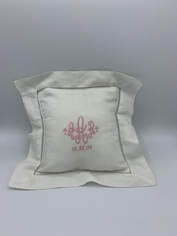 Baptism Linen Keepsake Pillow - Charlotte's Web Monogramming & Gifts