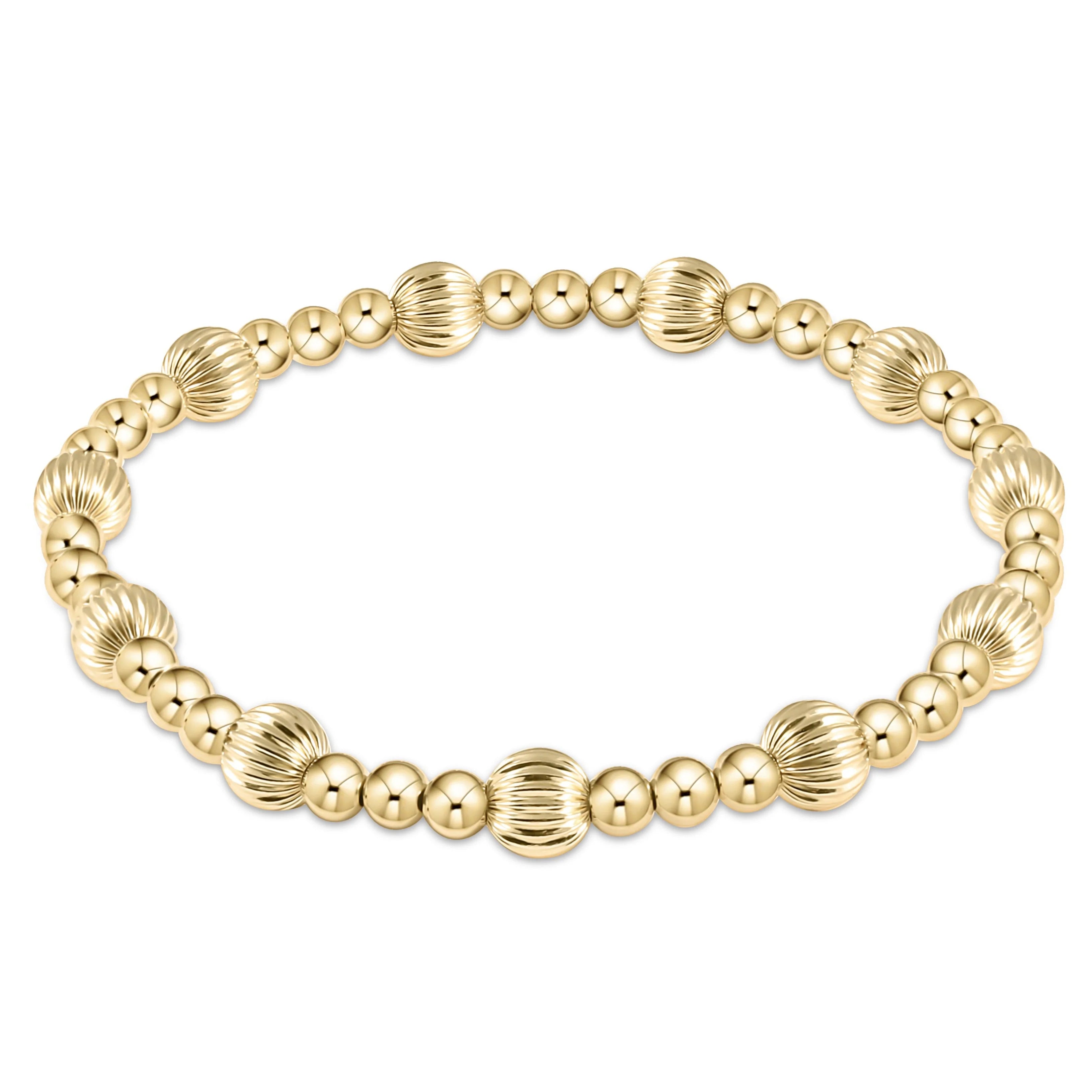 eNewton | Dignity Sincerity Pattern 6mm Bead Bracelet - Gold
