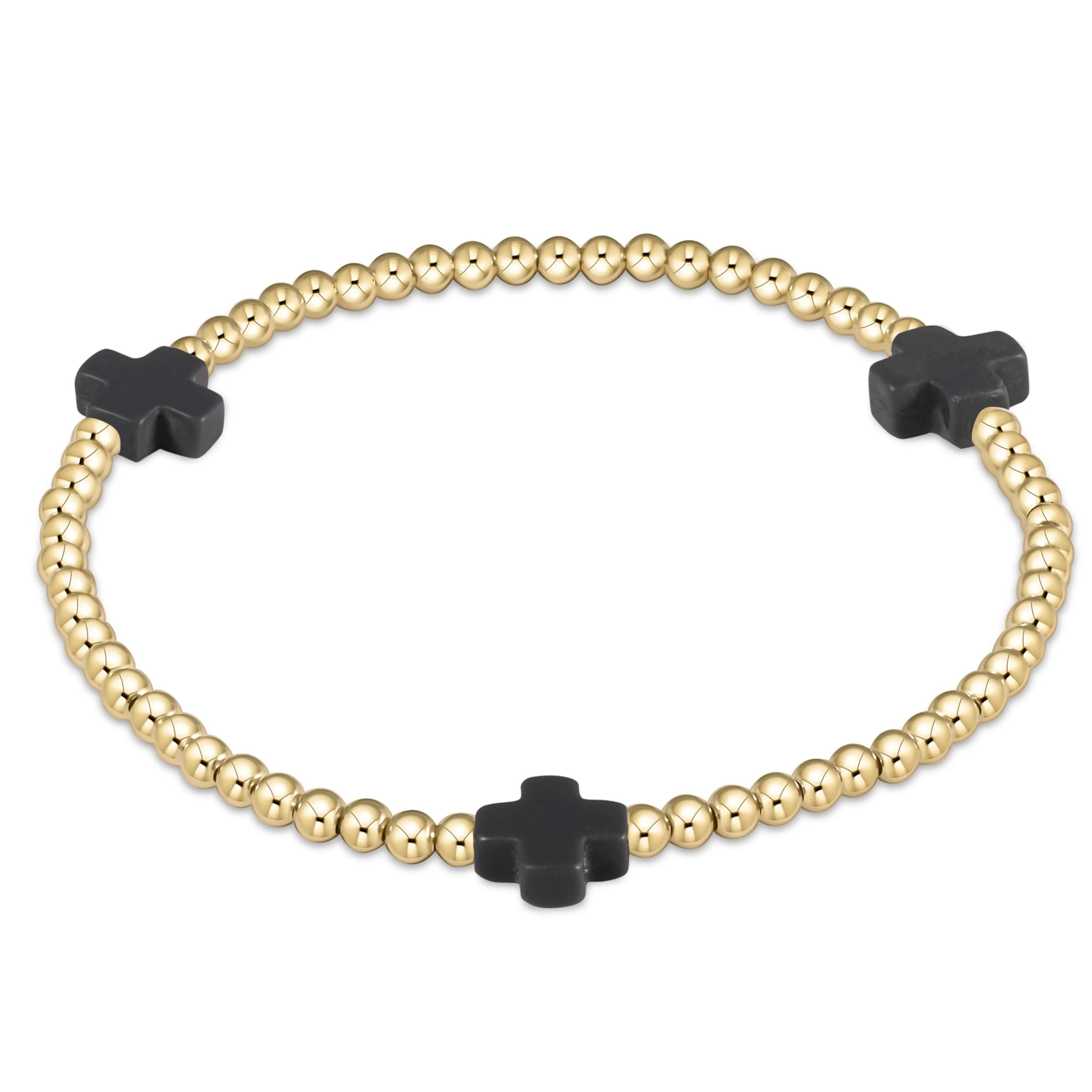 eNewton extends | Signature Cross Gold Pattern 3mm Bead Bracelet
