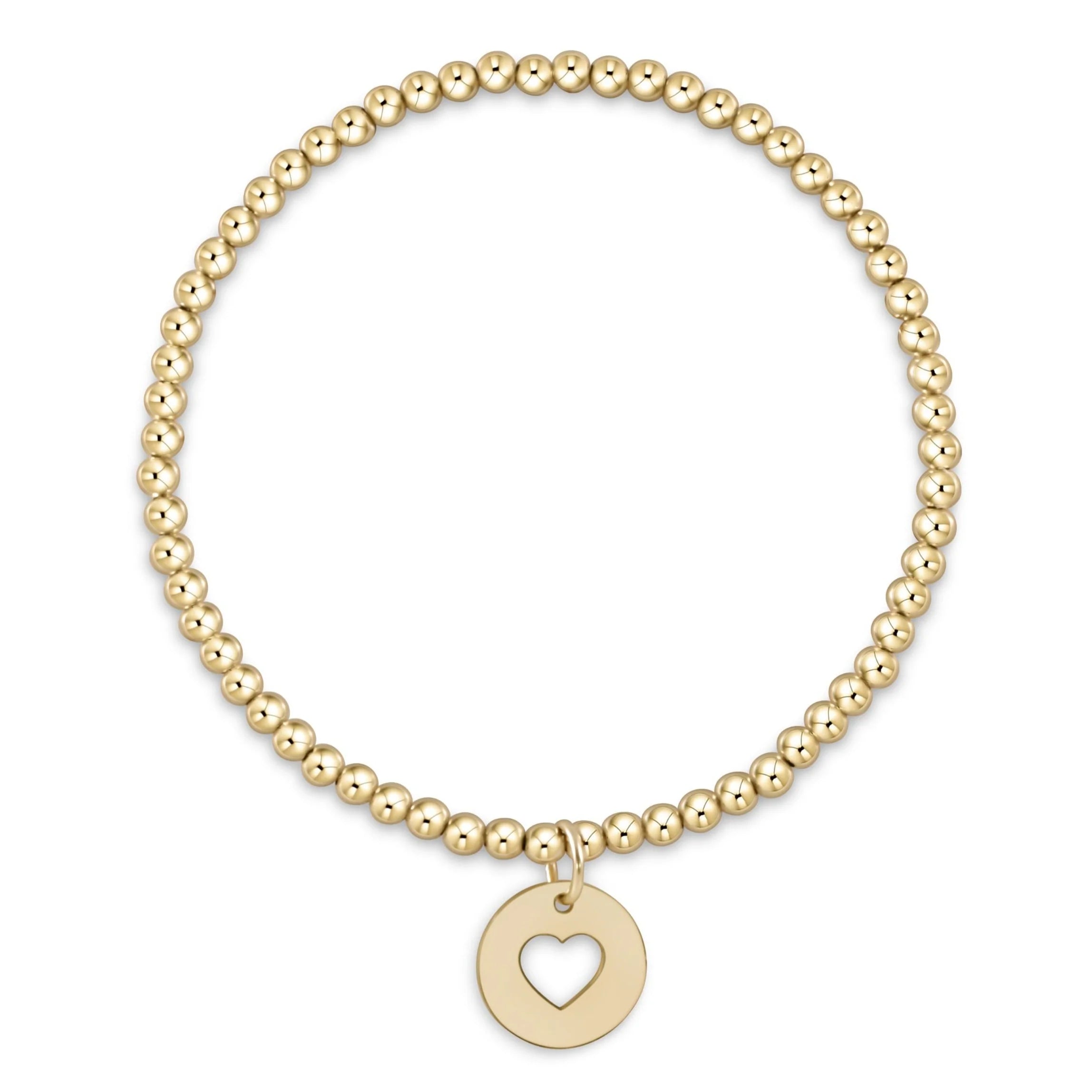 eNewton extends | Classic Gold 3mm Bead Bracelet - Love Gold Disk