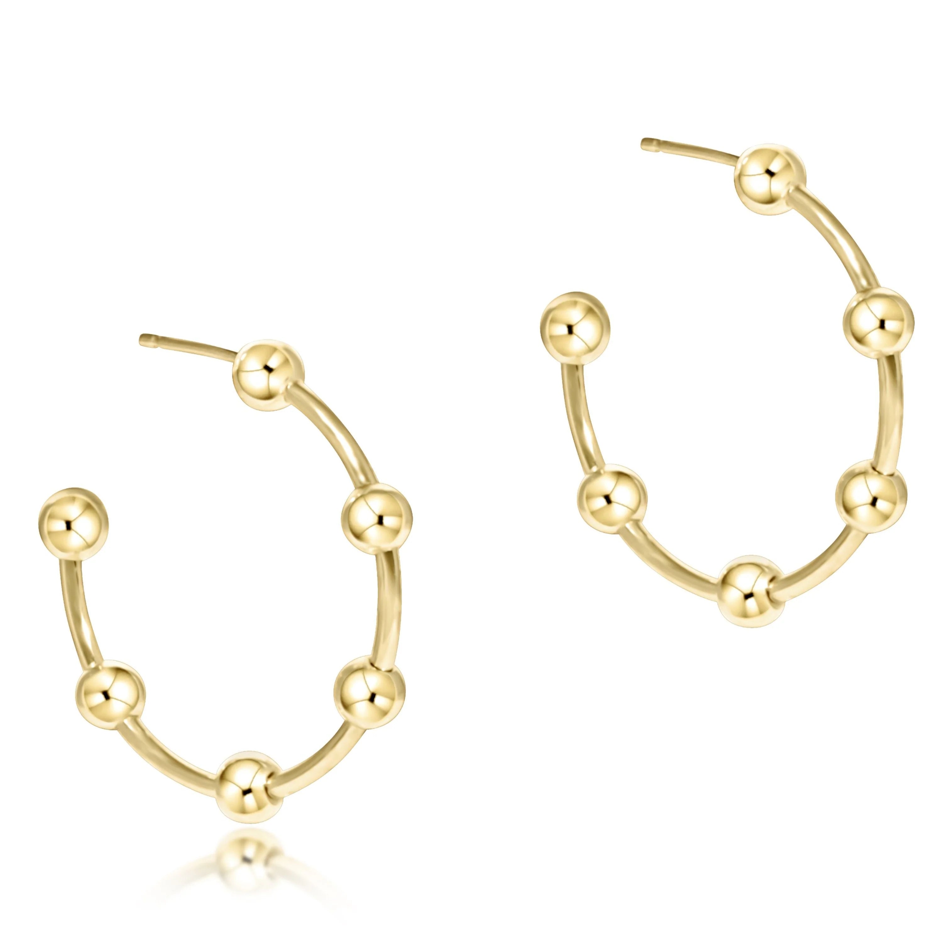 eNewton | Beaded Simplicity 1" Post Hoop - 4mm Gold