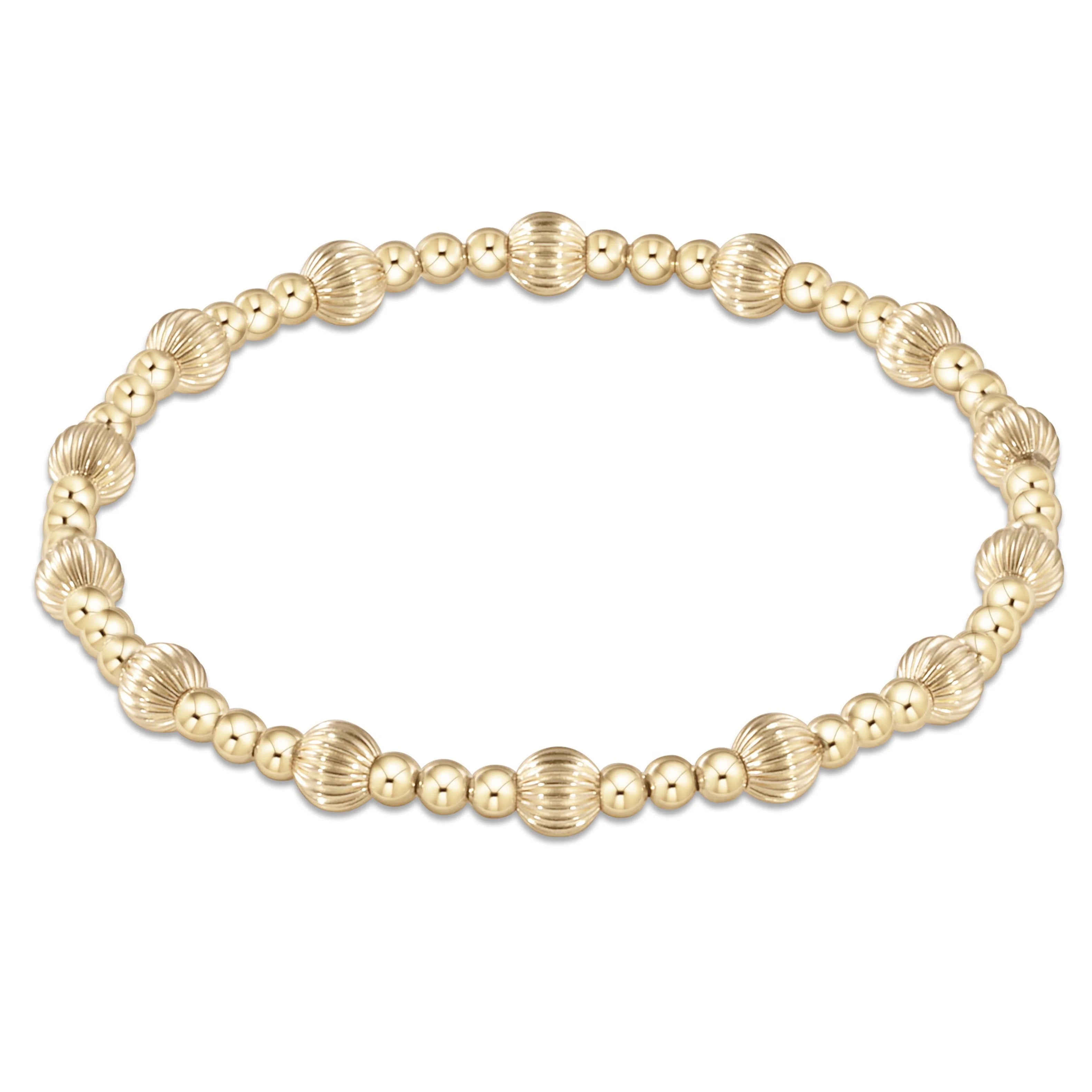 eNewton | Dignity Sincerity Pattern 5mm Bead Bracelet- Gold