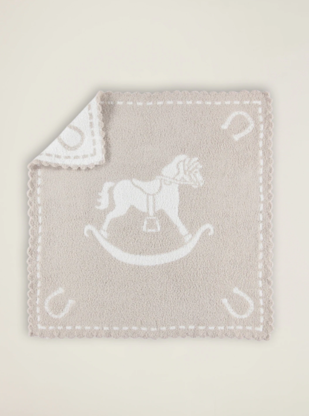 Barefoot Dreams | CozyChic® Scalloped Receiving Blanket - Stone/White