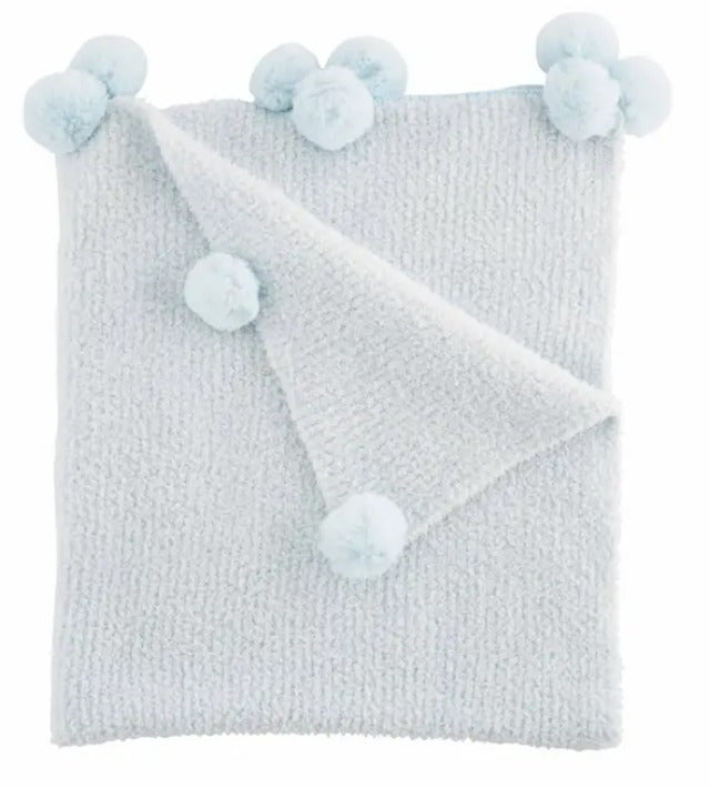 MudPie | Chenille Blue Baby Blanket