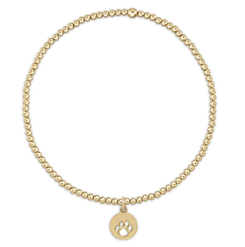 eNewton | Gold 2mm Bracelet - Paw Print Small Gold Disc