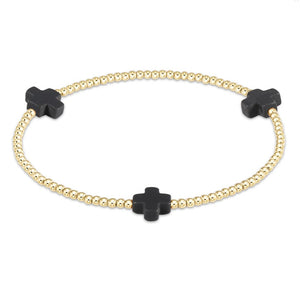 eNewton extends | Signature Cross Gold Pattern 3mm Bead Bracelet
