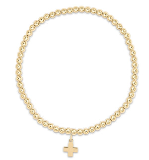 egirl | Classic Gold 3mm Bead Bracelet - Signature Cross Gold Charm