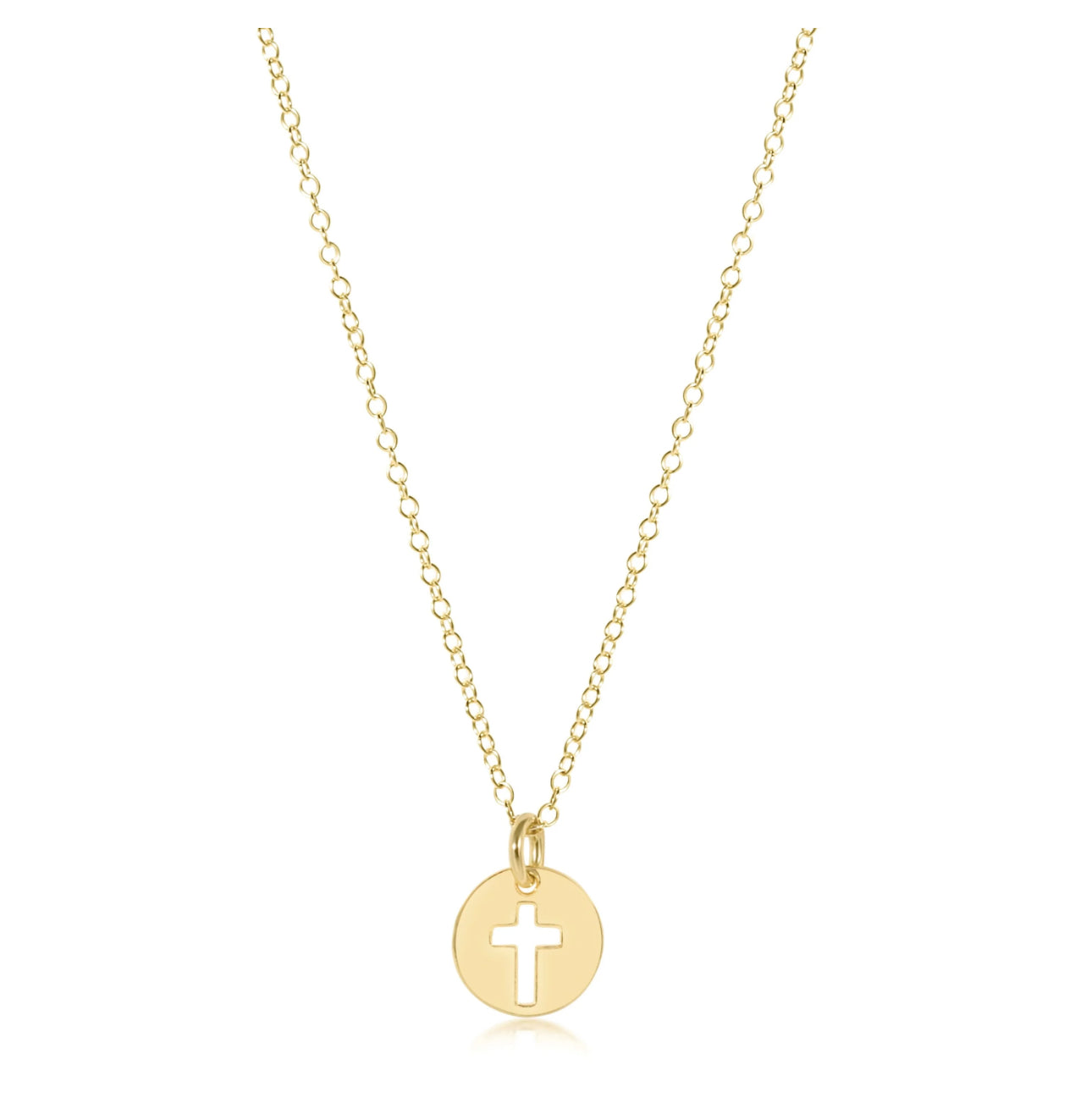 eNewton | 16" Blessed Small Gold Disc Necklace