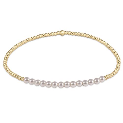 eNewton | Gold Bliss 2mm Bead Bracelet - Pearl