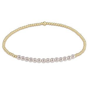 eNewton | Gold Bliss 2mm Bead Bracelet - Pearl