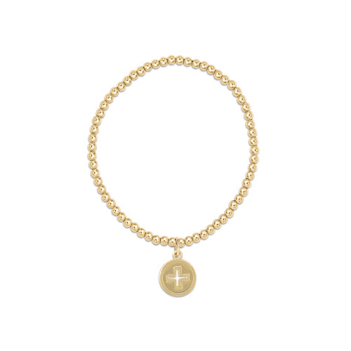 eNewton Classic Gold 3mm Bracelet Signature Cross Gold Disc