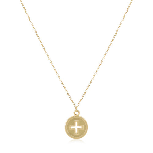 eNewton | 16" Signature Cross Gold Disc Necklace