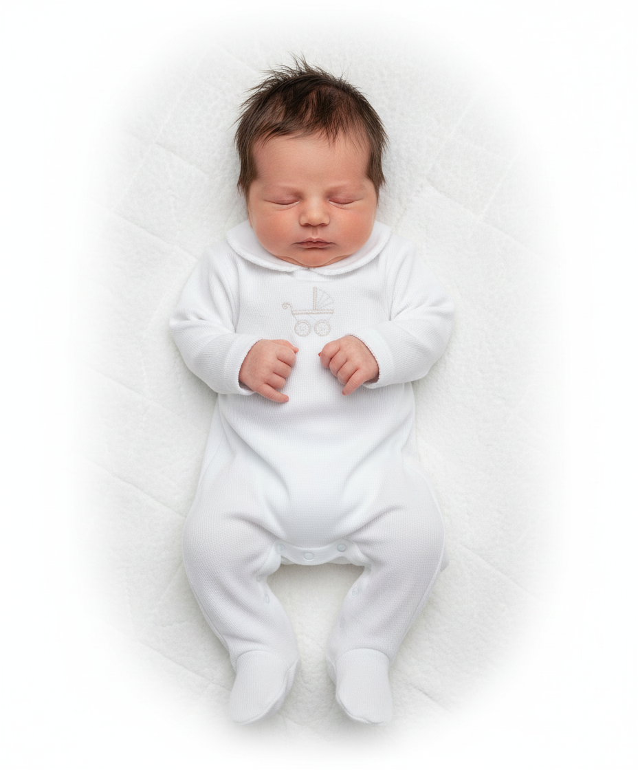 Pima Footie with Pram Embroidery
