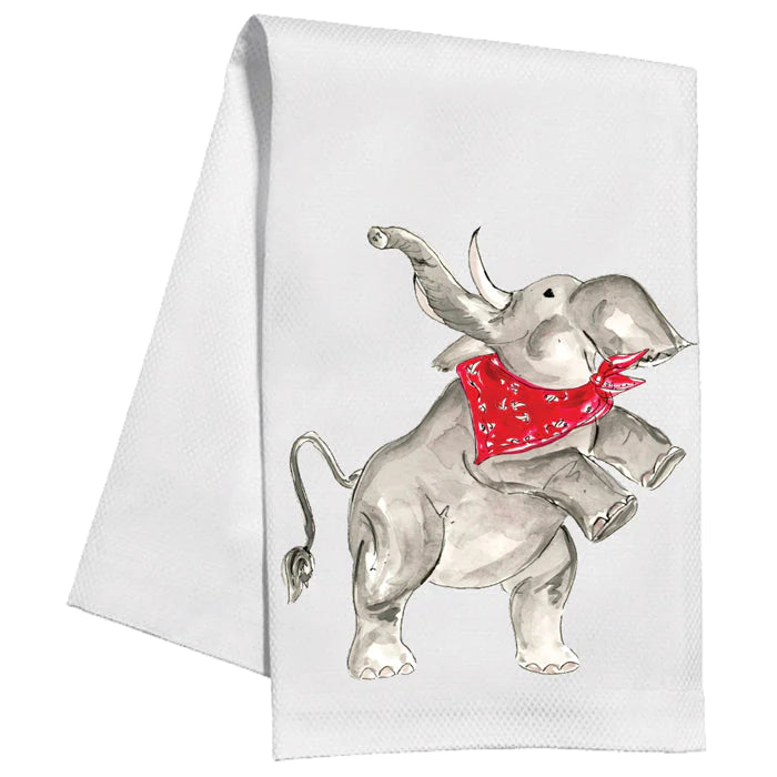 Elephant with Crimson Bandana Kitchen Towel