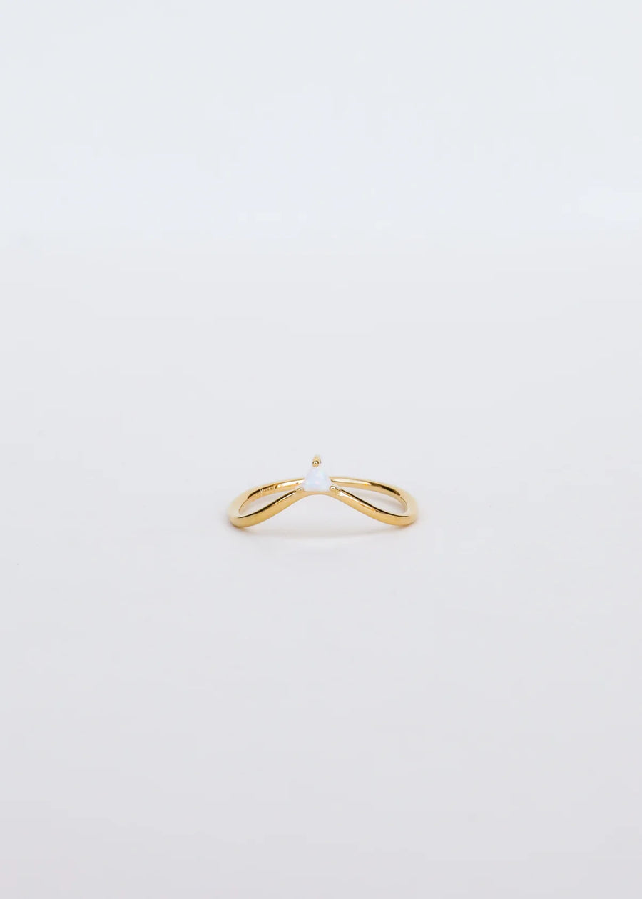 JAXKELLY || Arched Triangle Ring - White Opal