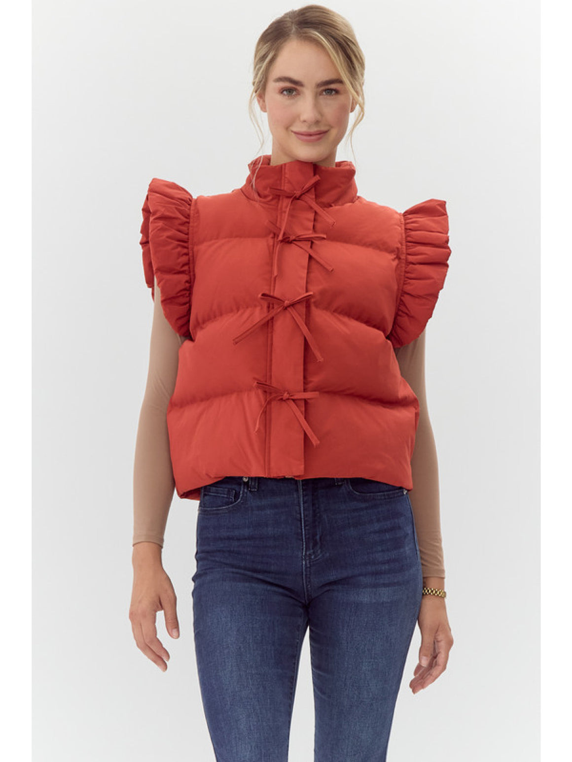 Natalie Puffer Vest with Bow