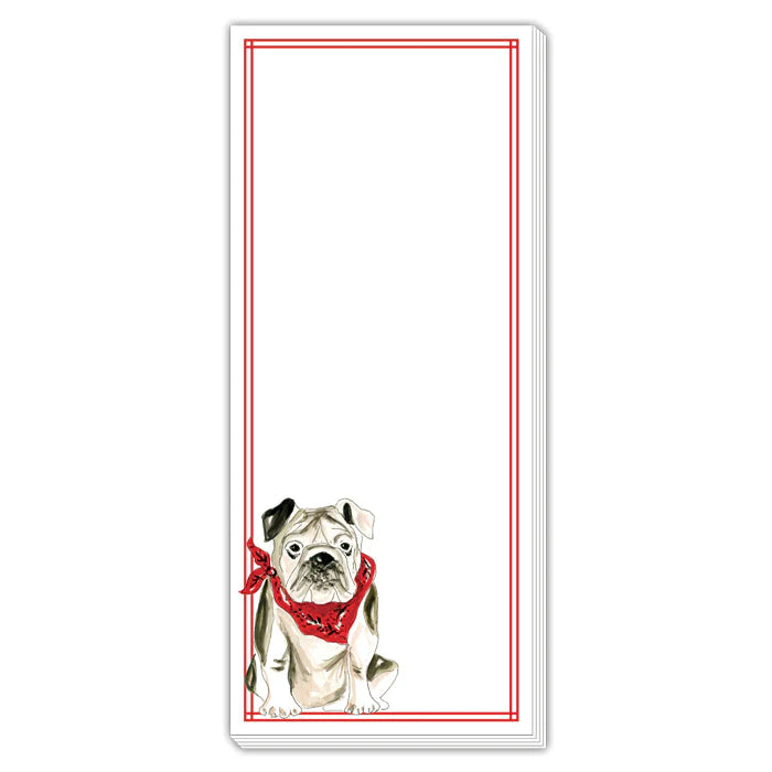 Bulldog with Red Bandana Skinny  Notepad