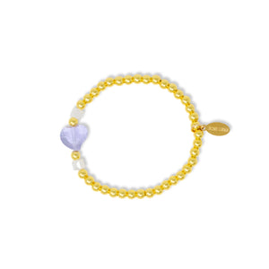 Stretchy Gold Bead Heart Birthstone Bracelets for Kids