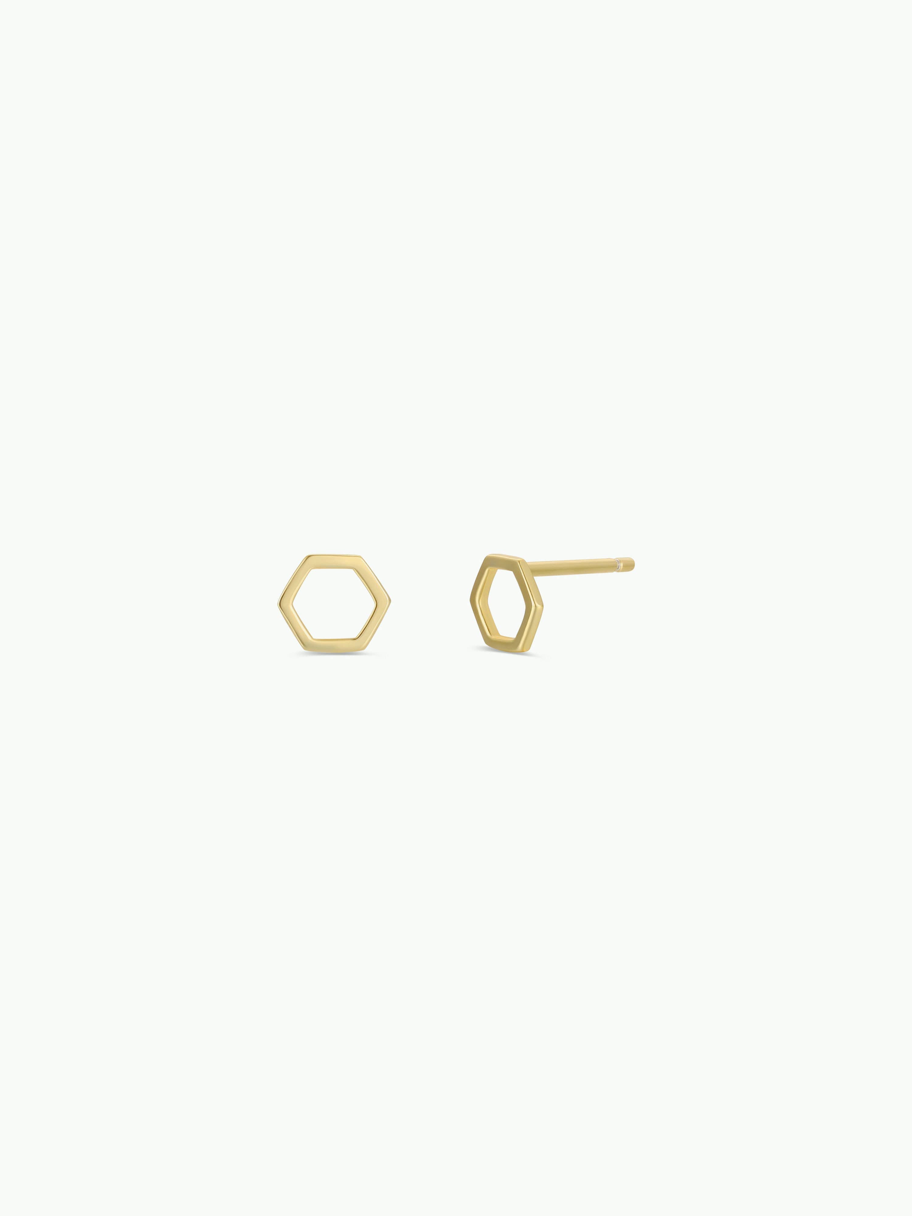 Minimalist - Hexagon - Gold Earrings