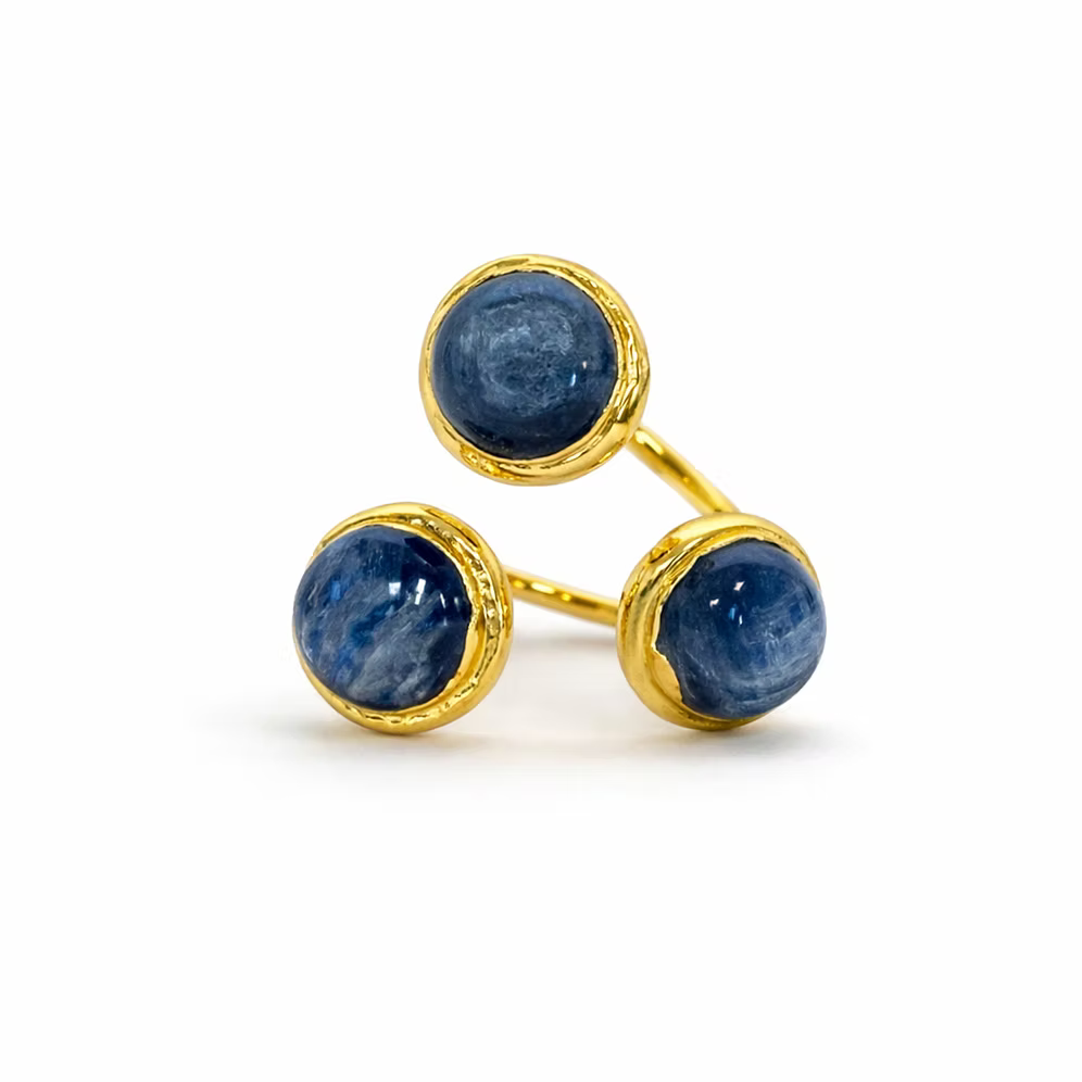 Blue Kyanite Triple Stone Ring