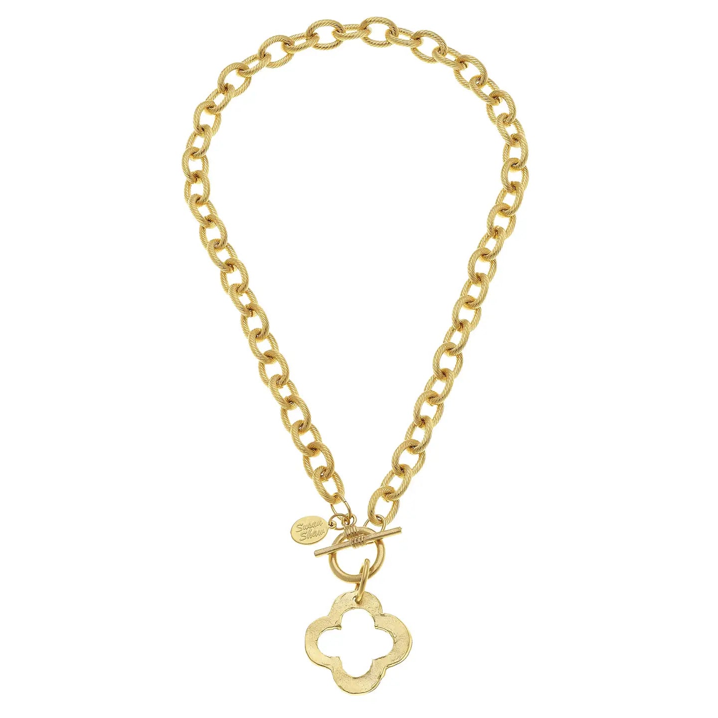 20" Gold Clover Front Toggle Necklace