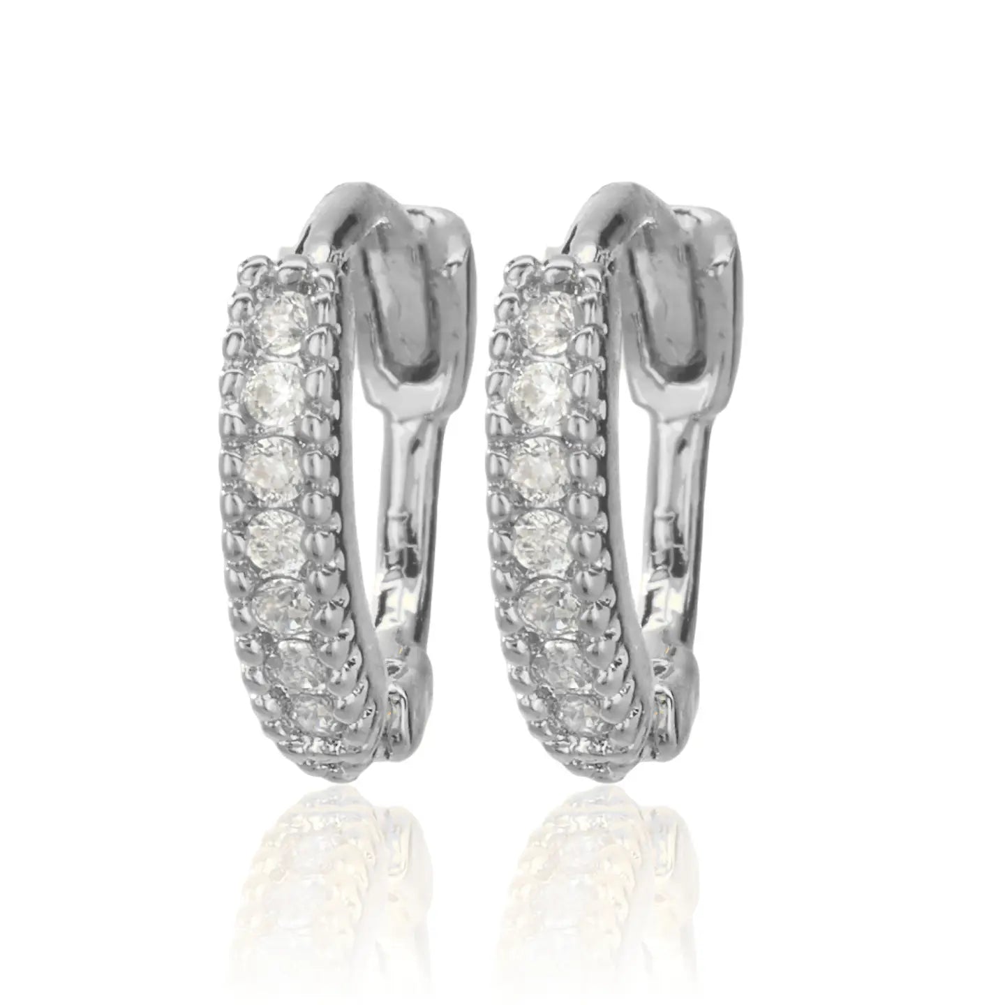 CAI | White Pave Stone Huggies Earrings