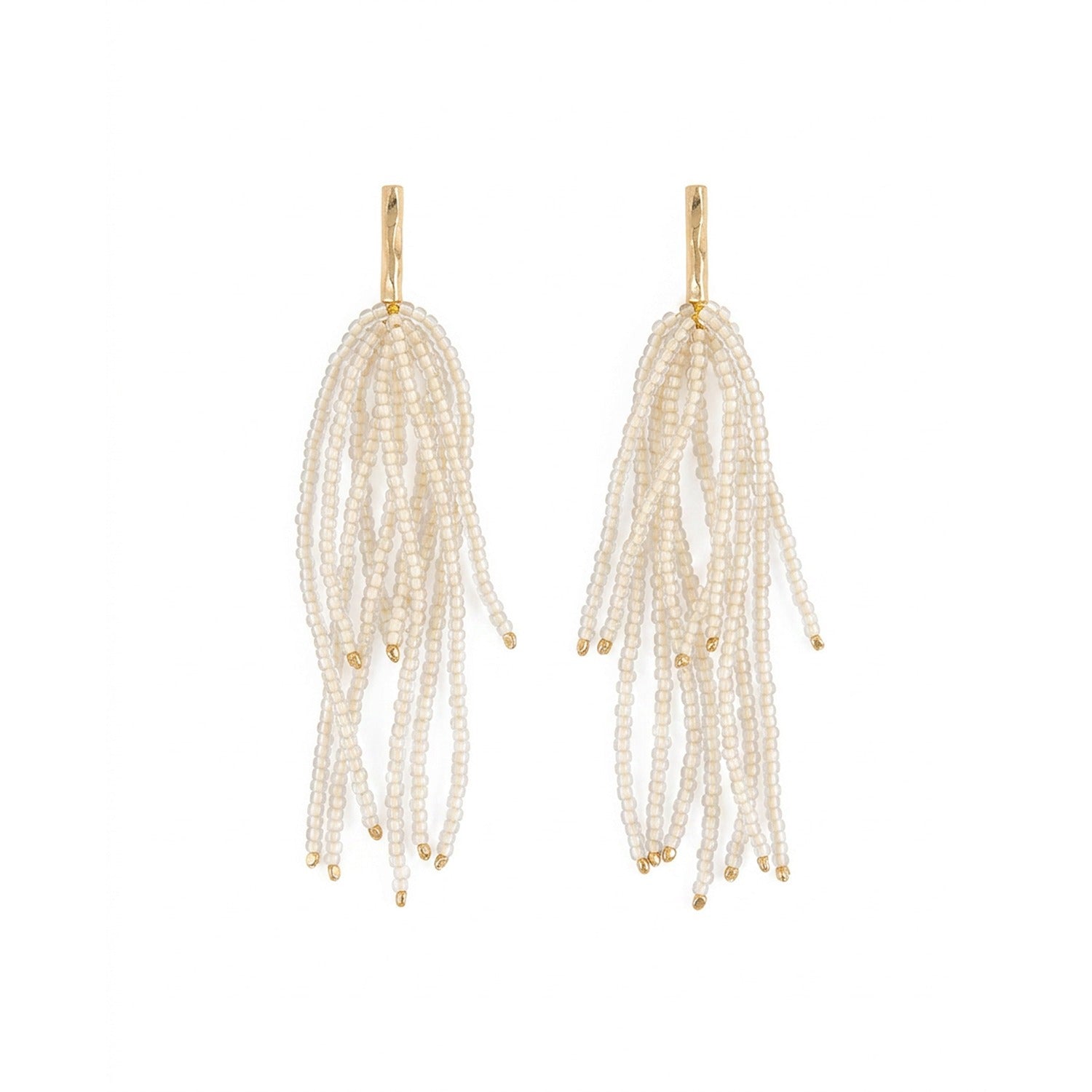 Marissa Brass and Bead Fringe Earrings