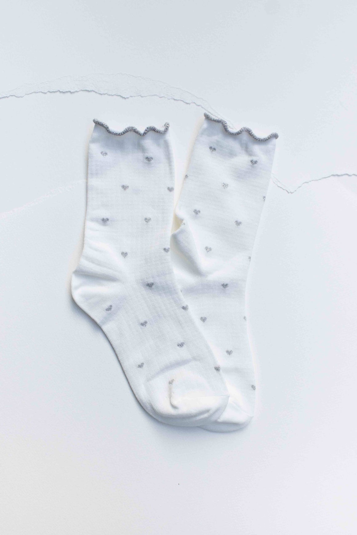 Mini Heart Ruffle Cotton Blend Socks