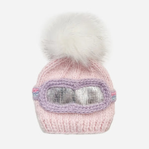 Ski Goggles Beanie Knit Hat - Baby Pink