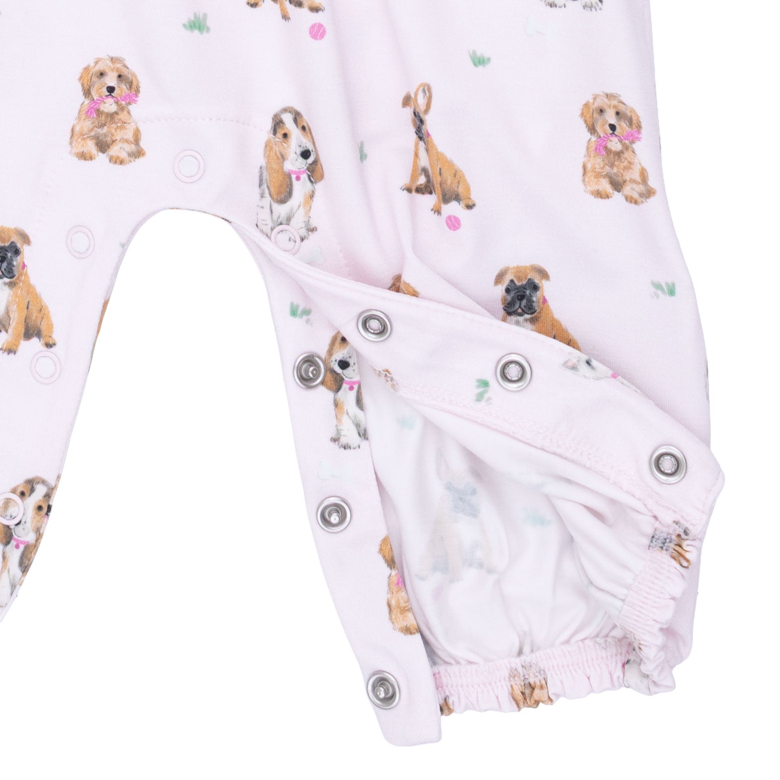 Bestie Dogs Pink Ruffle Sleeve Snap Romper