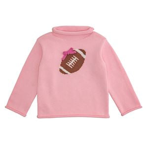Mudpie | Pink Football Rollneck Sweater