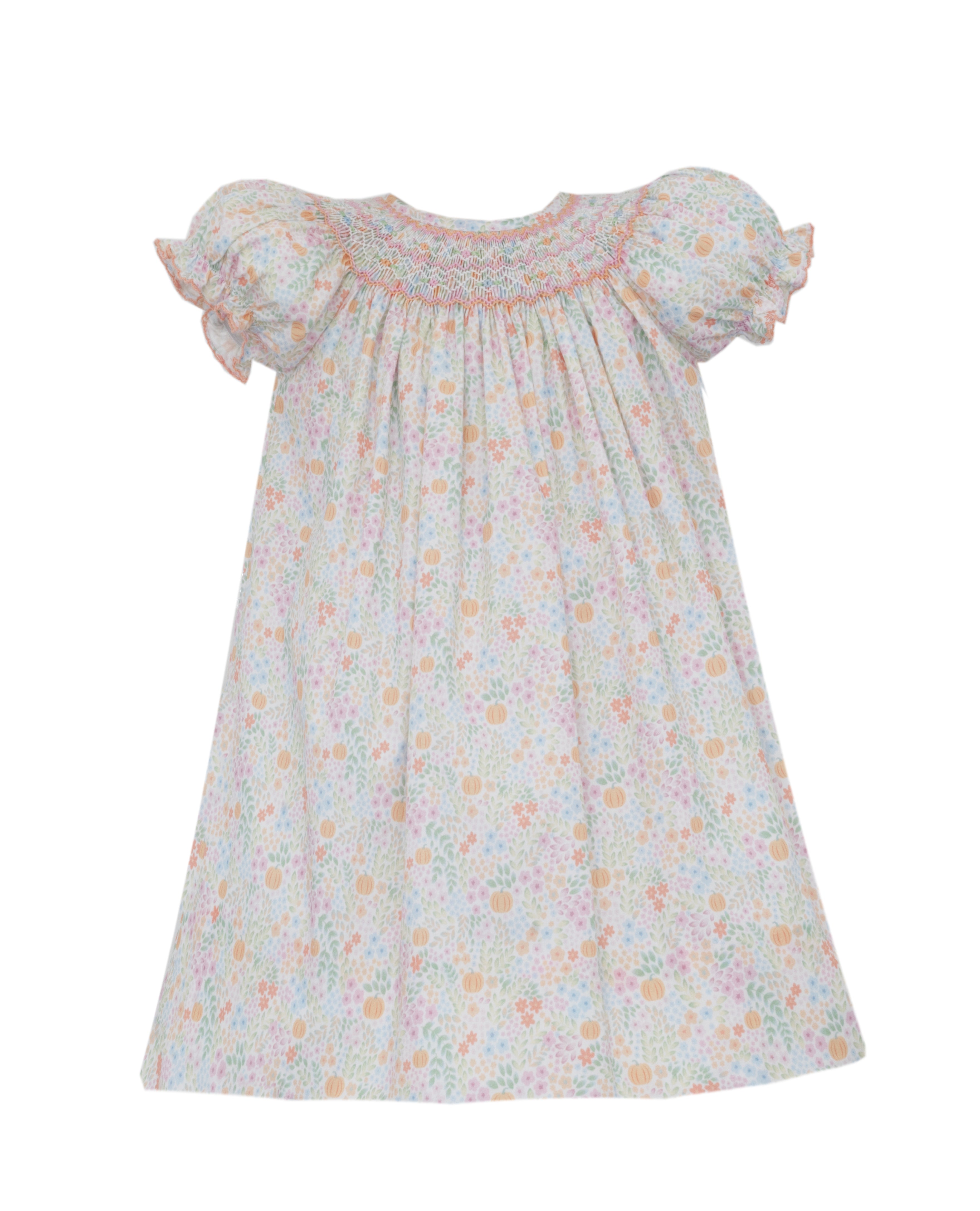 Pumpkin Floral Bishop Dress