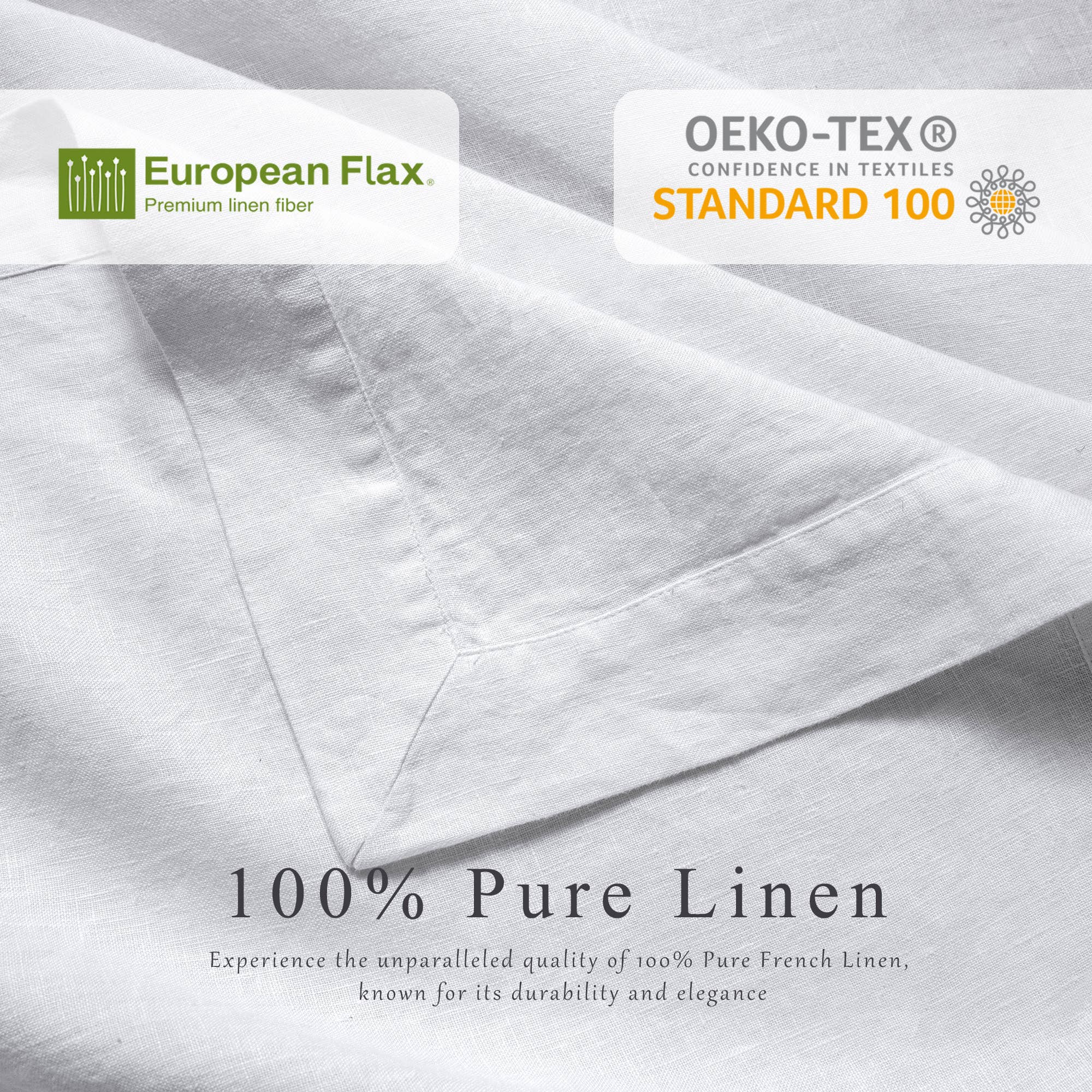 100% Linen Napkins (Set of 4) - 20'' x 20'' - White