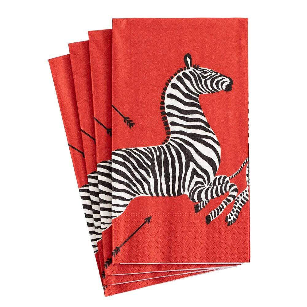 Caspari | Red Zebras Guest Towel