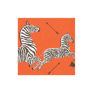 Caspari | Orange Zebras Cocktail Napkins